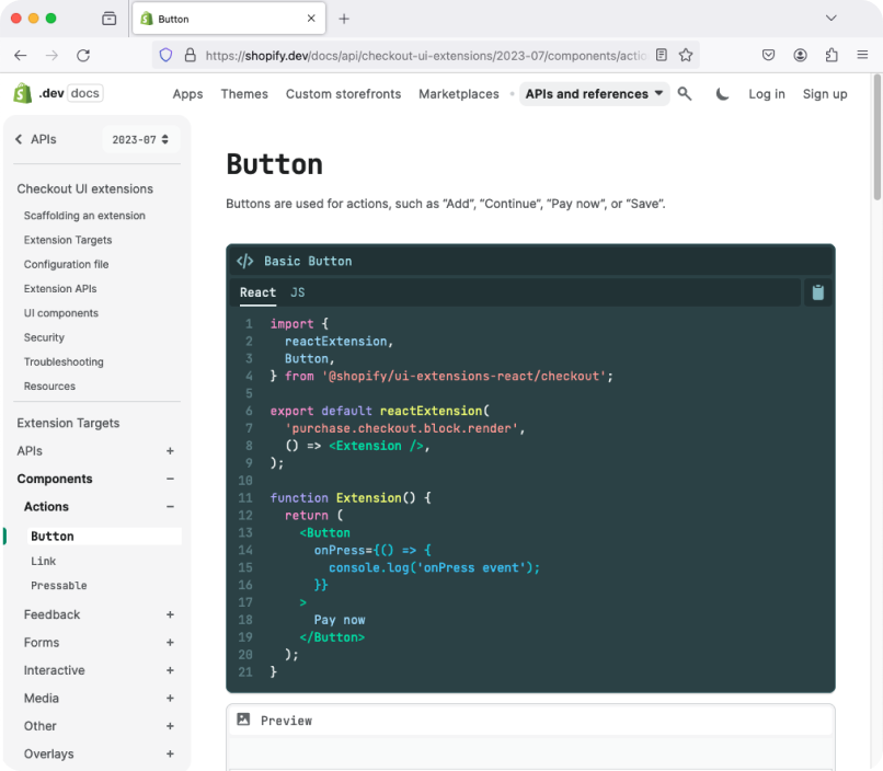 Button component in a design system