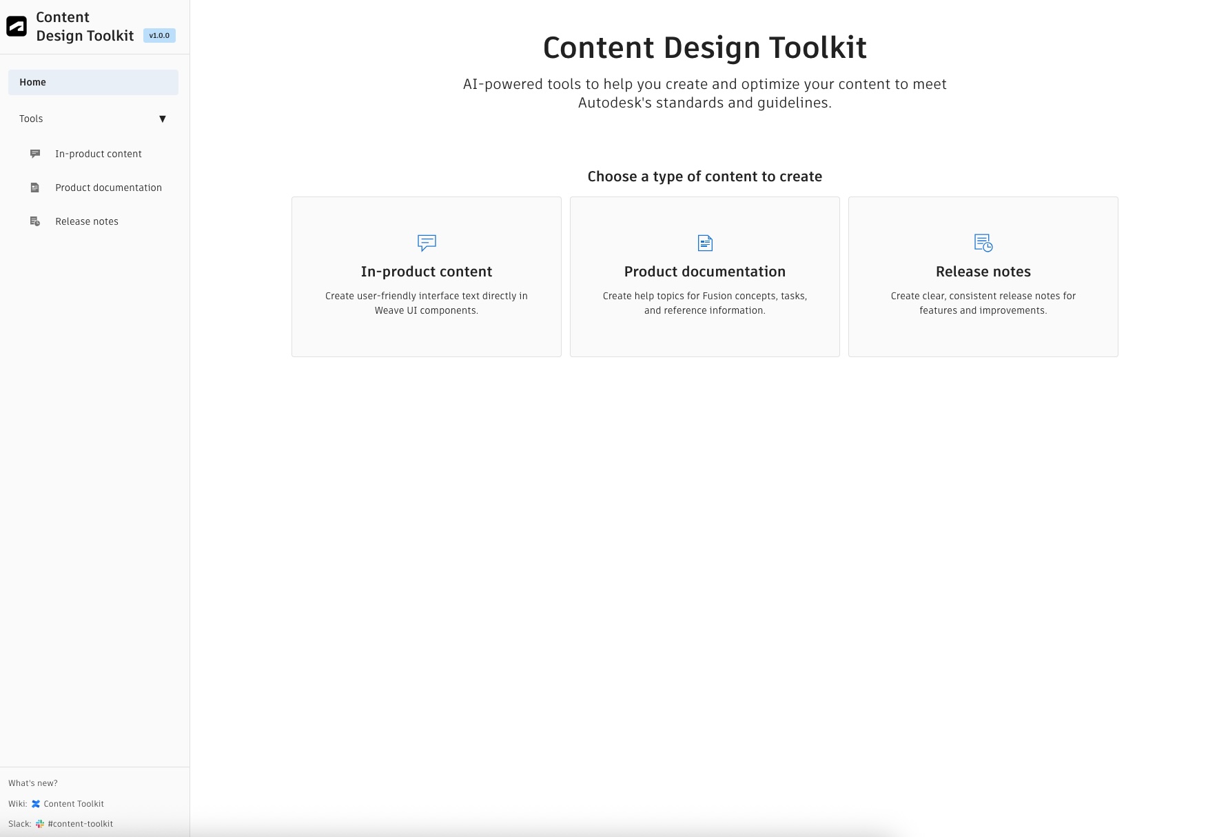 The AI content Toolkit app used by teams at Autodesk